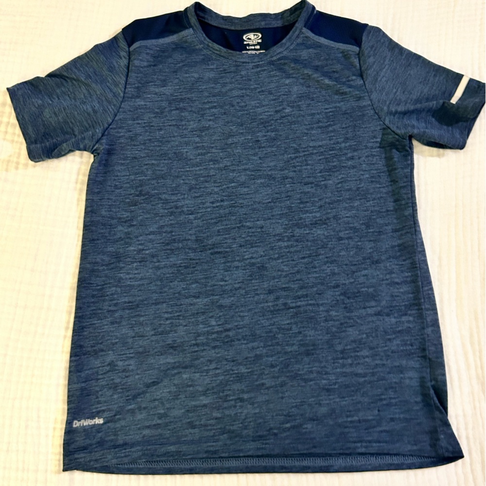 Athletic Works BOYS Heathered blue Dry works wicking tee shirt sz Large EUC